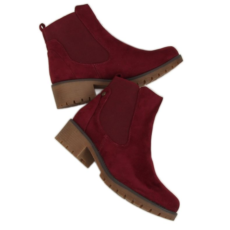 Botas de vino 8B902 burdeos para mujer rojo