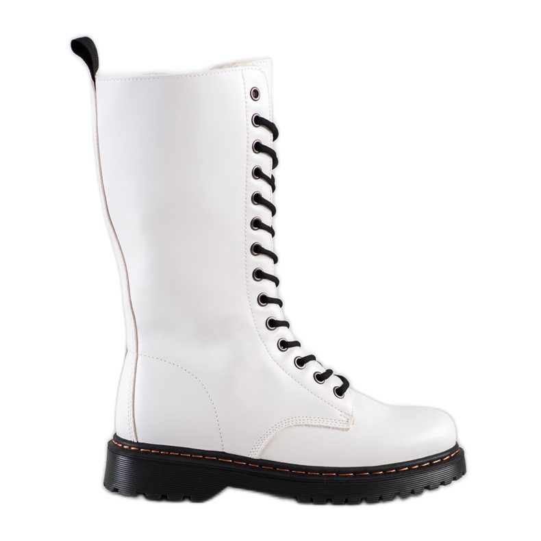 SHELOVET Botas Blancas Altas blanco negro