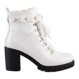 Ideal Shoes Botas de rock en el poste blanco