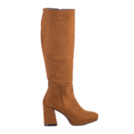 Goodin Botas de gamuza en un pilar marrón amarillo