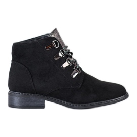 Goodin Botas elegantes con cordones negro plata