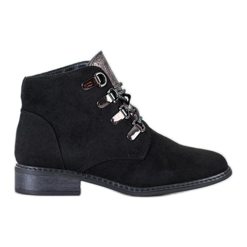 Goodin Botas elegantes con cordones negro plata Goodin Botas elegantes con cordones negro plata