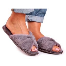 Pantuflas de Mujer Pantuflas de Piel Lazo Gris