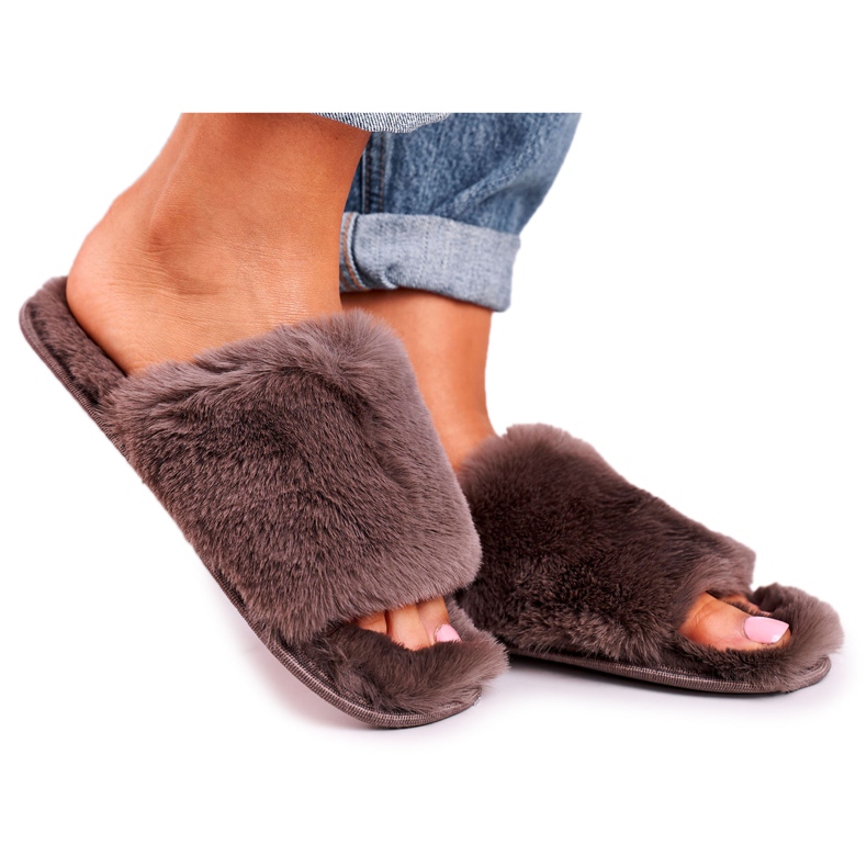 Pantuflas de Mujer Pantuflas de Piel Gris Dulce marrón