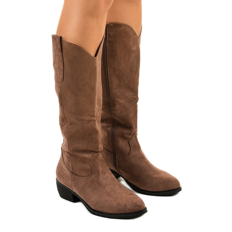 Bota cowboy Evelralla alta ante caqui verde