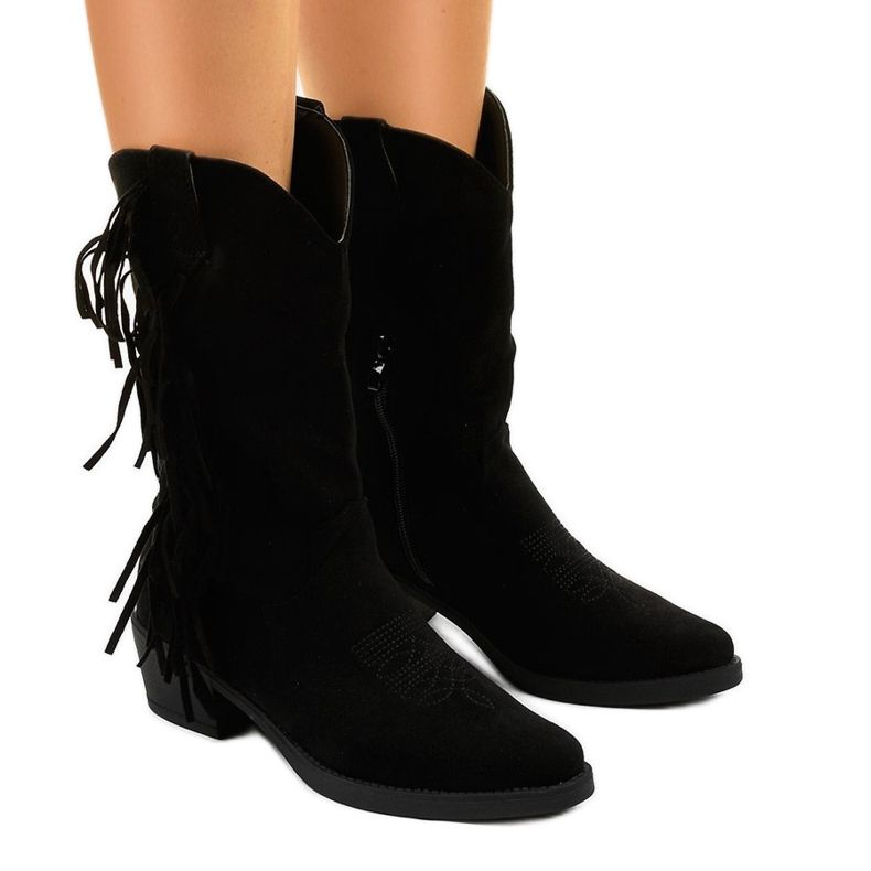 Botas de vaquero de ante negro en la cremallera Arisaria Botas de vaquero de ante negro en la cremallera Arisaria