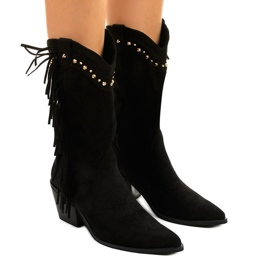Botas boho en piel de ante negras de Loneflare negro