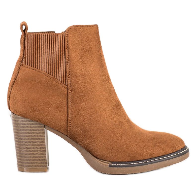 Super Mode Botines de camello en un poste marrón amarillo Super Mode Botines de camello en un poste marrón amarillo