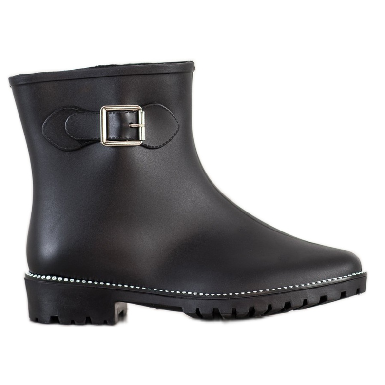 SHELOVET Chanclos con zirconia cúbica negro