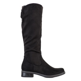 SHELOVET Botas altas negras con circonita negro