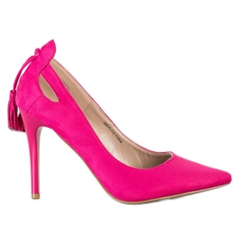 Goodin Stilettos elegantes con flecos rosado