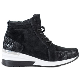 Filippo Botines de piel con cordones negro