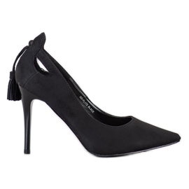 Goodin Stilettos elegantes con flecos negro