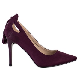 Goodin Stilettos elegantes con flecos violeta