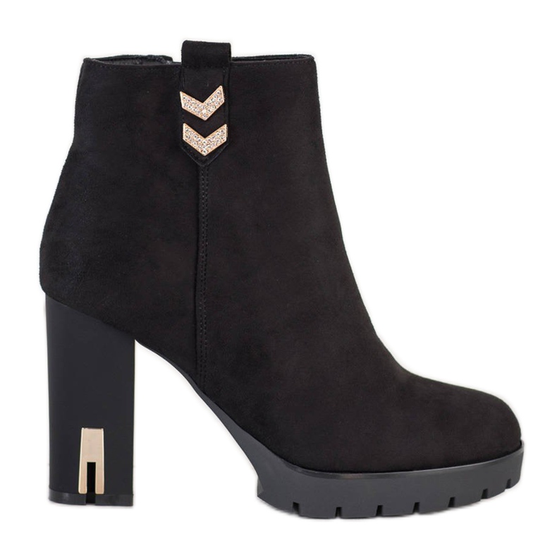 Bestelle Botines de ante con adorno negro