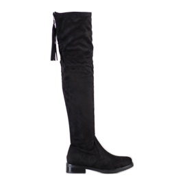 Bestelle Botas mosqueteras con flecos negro