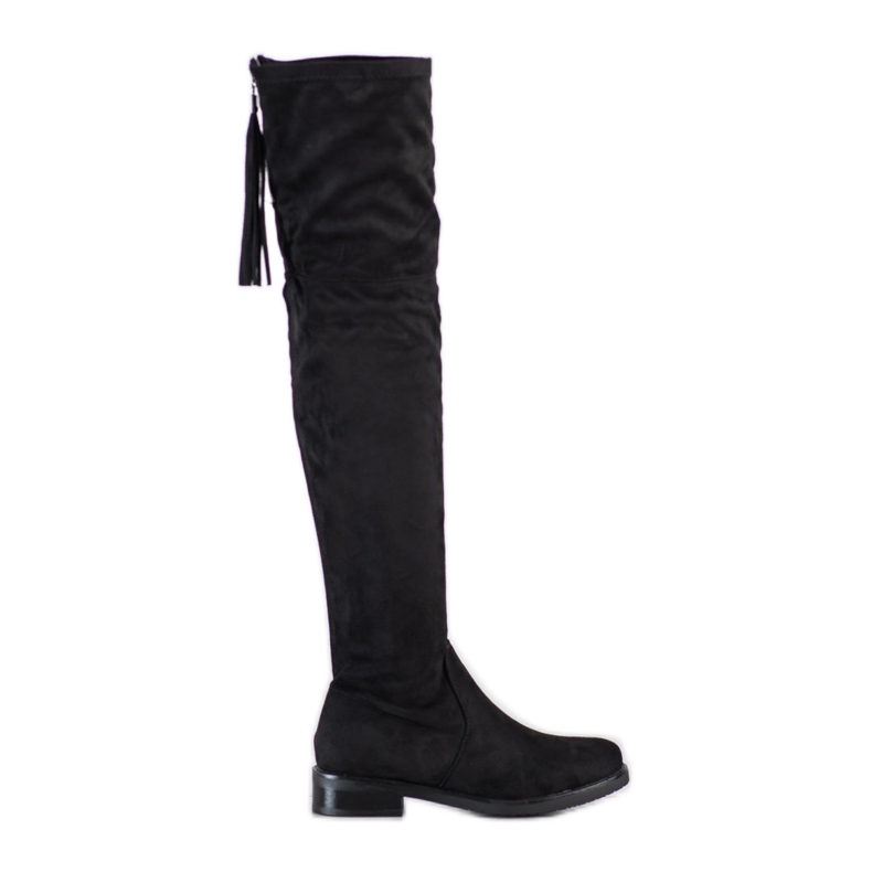 Bestelle Botas mosqueteras con flecos negro