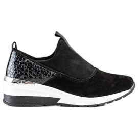 Filippo Zapatillas de piel sin cordones negro