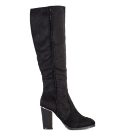SDS Botas de ante con cristales negro