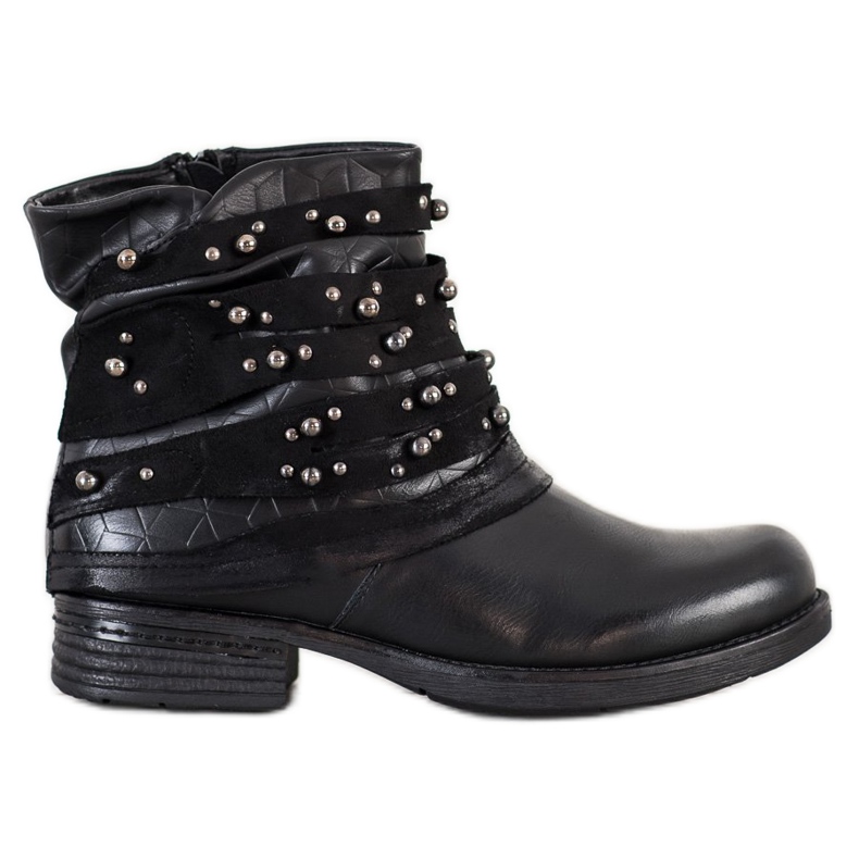 Queentina Botas cómodas con adornos negro Queentina Botas cómodas con adornos negro