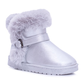 FRROCK Botas de nieve cálidas para niños con jalea plateada plata FRROCK Botas de nieve cálidas para niños con jalea plateada plata