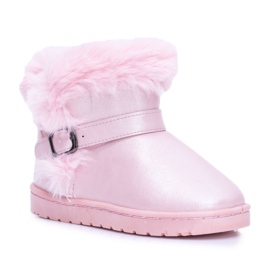 BUGO Botas de nieve cálidas para niños con jalea rosa de piel BUGO Botas de nieve cálidas para niños con jalea rosa de piel
