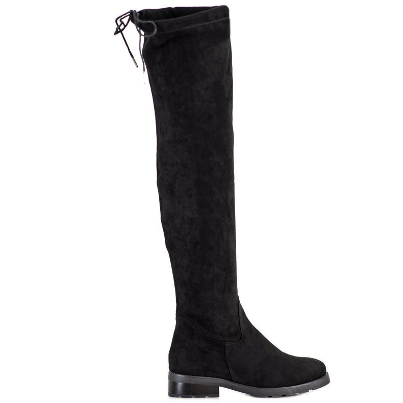 SHELOVET Botas mosqueteras con circonita negro