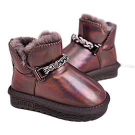 Apawwa Botas de nieve para niños con piel de princesa gris petróleo multicolor