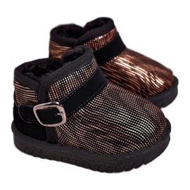 Maiqi Botas de nieve para niños con piel Dorado Negro Dreamy