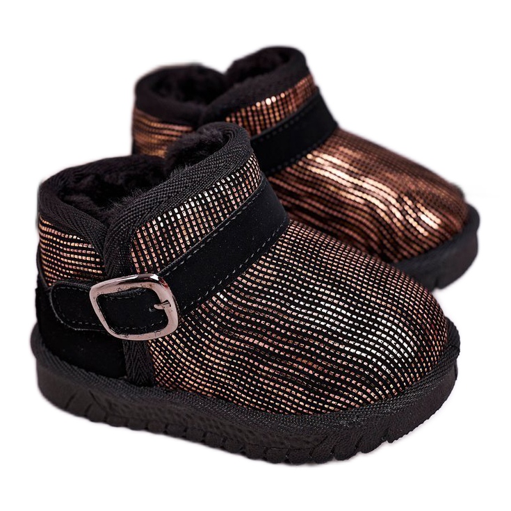 Maiqi Botas de nieve para niños con piel Dorado Negro Dreamy