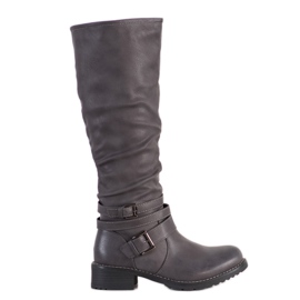 Super Mode Botas de cuero ecológico gris