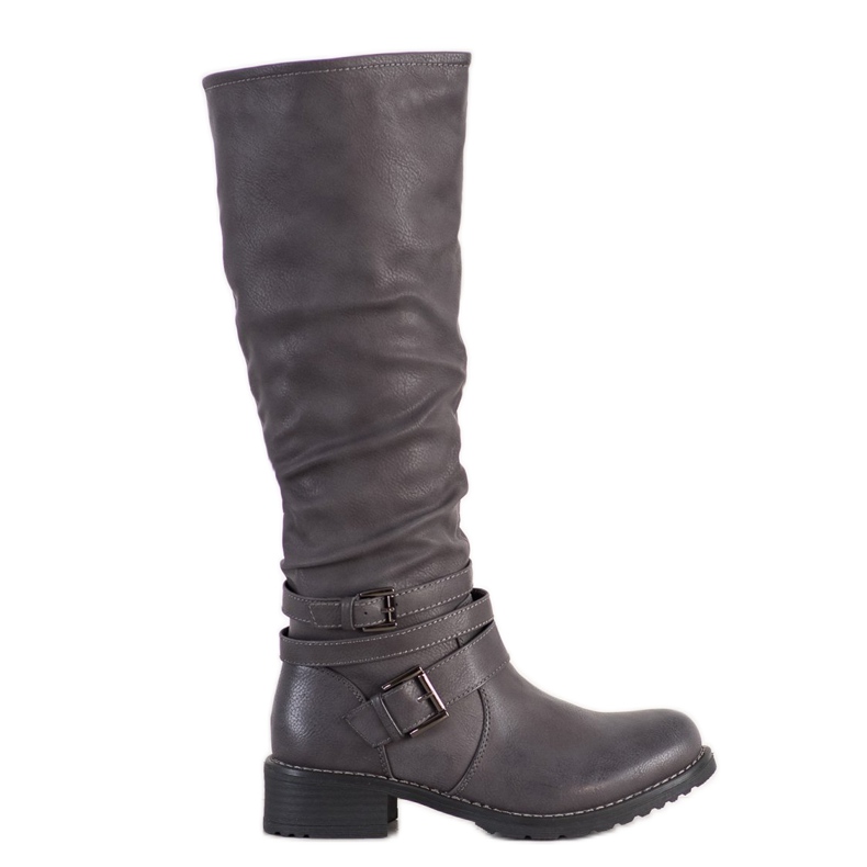 Super Mode Botas de cuero ecológico gris