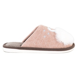 Bona Pantuflas cálidas con aplicación beige blanco marrón rosa