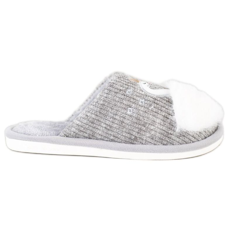 Bona Pantuflas cálidas con aplicación blanco gris Bona Pantuflas cálidas con aplicación blanco gris