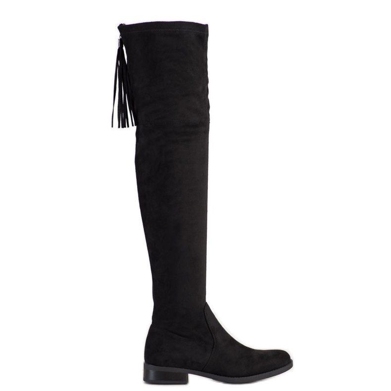 Forever Folie Botas altas hasta el muslo con flecos negro Forever Folie Botas altas hasta el muslo con flecos negro