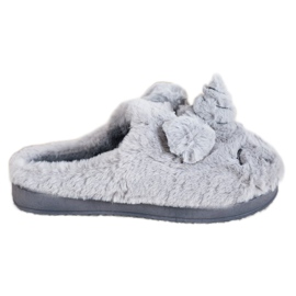 Bona Pantuflas de unicornio para mujer gris