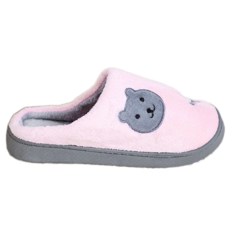 Bona Calientes pantuflas sin cordones de Teddy Bear rosado gris