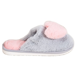 Bona Zapatillas con un corazón rosa gris