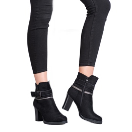 Queentina Botines de ante elegantes negro plata