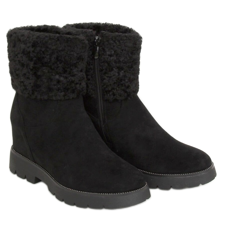 Botas con cuña oculta negro KL-711 Negro