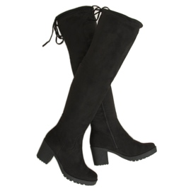 Botas negras con tacones anchos PE253P Negro