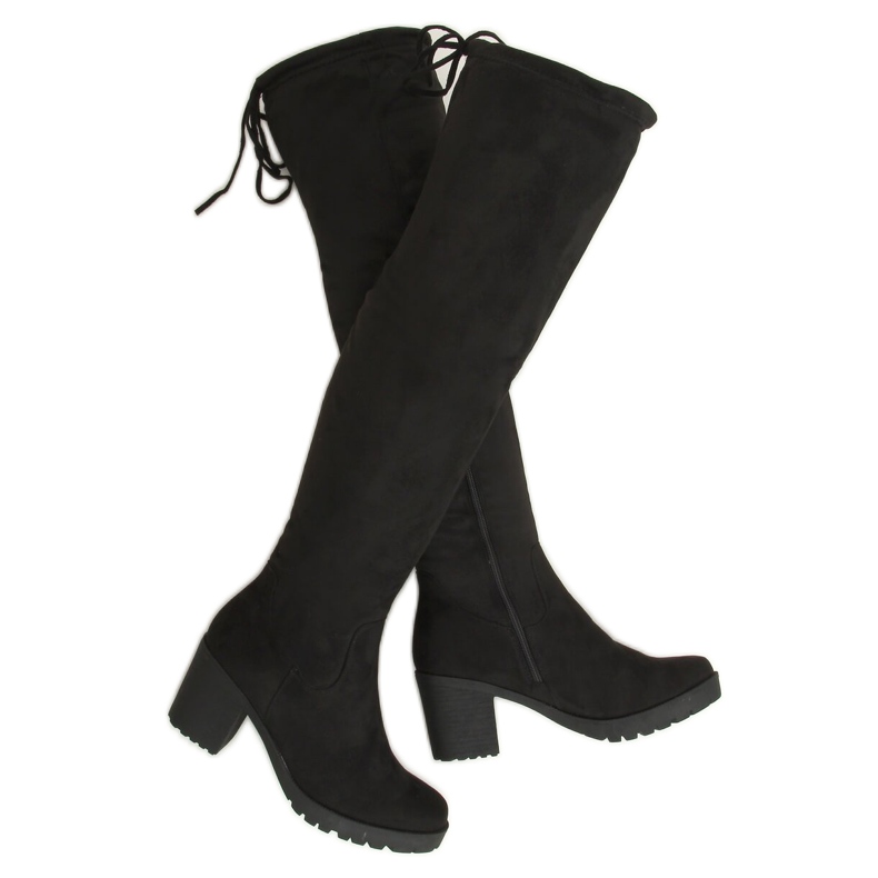 Botas negras con tacones anchos PE253P Negro Botas negras con tacones anchos PE253P Negro