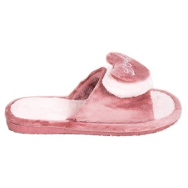 Bona Pantuflas Calientes Con Un Corazón beige rosado