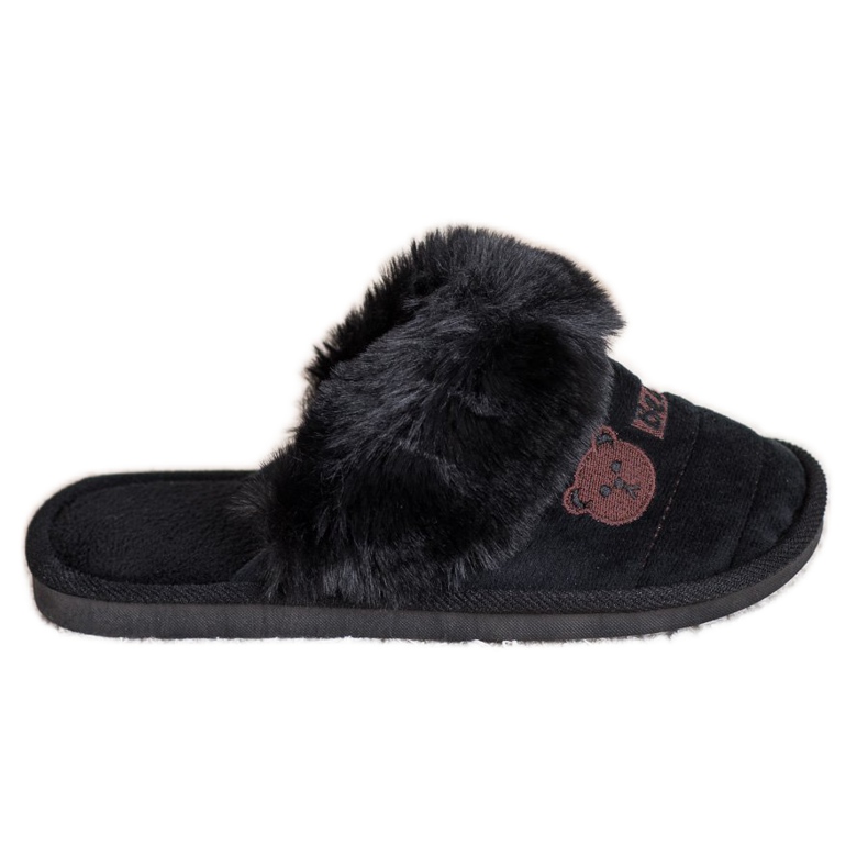 Bona Pantuflas Con Piel De Oso negro