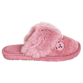 Bona Pantuflas Con Piel De Oso rosa
