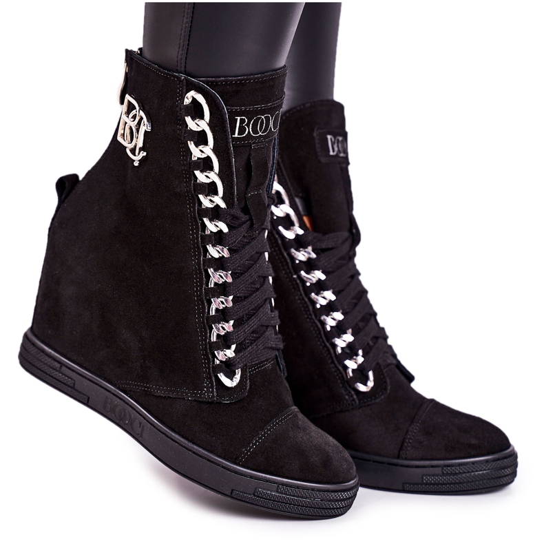 Zapatillas Mujer Ante BOOCI 2222/066 / s Silver Chain Black negro Zapatillas Mujer Ante BOOCI 2222/066 / s Silver Chain Black negro