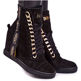 Zapatillas de ante para mujer con cinta BOOCI 2222/543 / z Negro