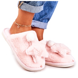 Pantuflas De Mujer Con Piel Y Estrella Rosa Claro Noche-Noche Pantuflas De Mujer Con Piel Y Estrella Rosa Claro Noche-Noche