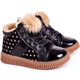 Linshi Botas cálidas para niños Zapatillas deportivas en lunares negro Anastasia