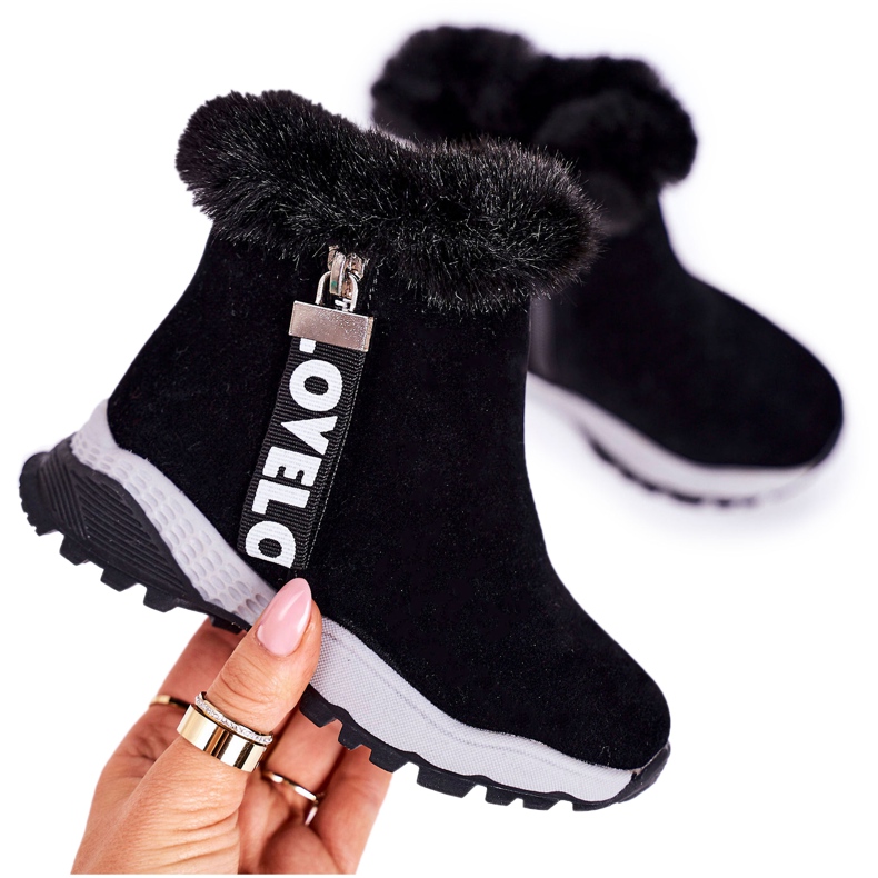 Linshi Botas de nieve cálidas para niños con piel Black Love-Love negro